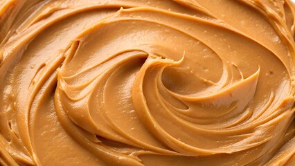 Creamy Peanut Butter Swirl Texture Smooth Spread Food Background Close Up Macro