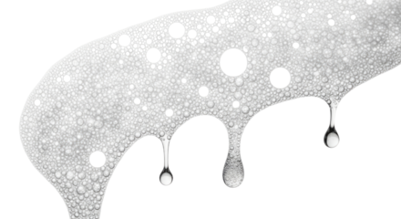 Abstract white drips with black speckles transparent background cutout png