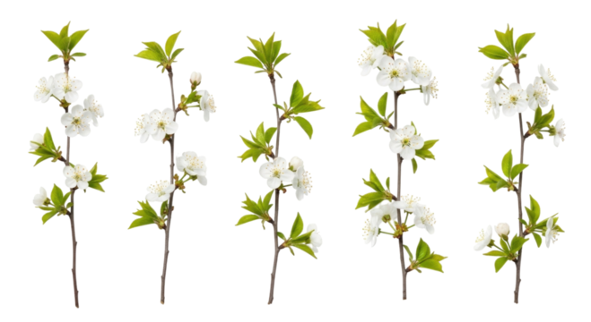 White flowers on black background transparent background cutout png