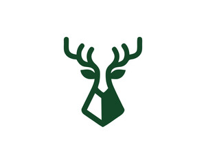 Deer head geometric in green