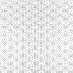 Seamless pattern of geometric floral shapes with diamond accents on a white background forming a grid layout