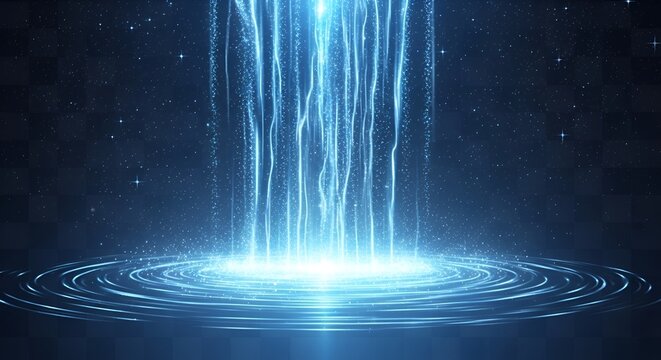 Luminous fountain of energy over concentric rings