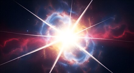 Radiant cosmic burst illuminates starlit nebula