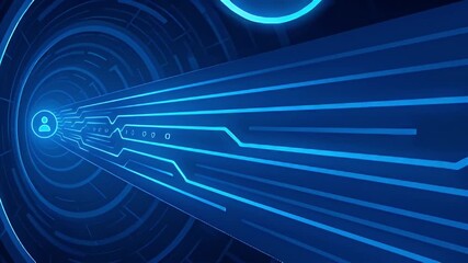 Secure digital padlock lock user icon network connection cyber security privacy circuit glowing blue neon fingerprint biometric access data tunnel digital identity circuitry access control profile - Powered by Adobe