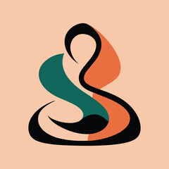 Abstract continuous line figure in modern art style isolated on white background