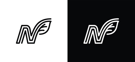 A dynamic line-based N logo enhanced with a leaf detail. Suitable for organic shops, eco businesses, farming, wellness products, and modern green branding.