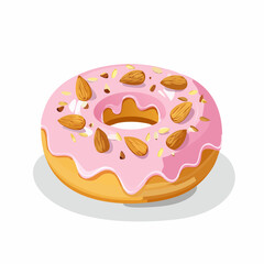 Vector icon illustration of a delicious donut with sweet almond topping. Cute, appetizing design suitable for bakery branding, menus, and playful food graphics