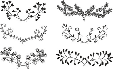 set of floral elements for design