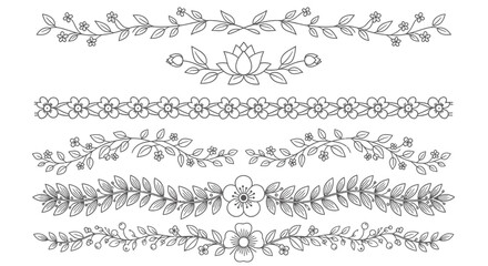 Obraz premium Elegant Hand-Drawn Floral Dividers and Borders Collection.