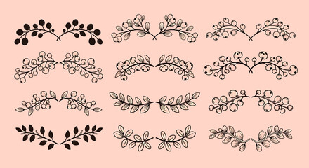 Obraz premium Elegant Hand-Drawn Floral Dividers and Borders Collection.