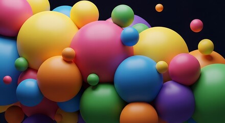 A vibrant and playful arrangement of colorful spheres, creating a whimsical and eyecatching composition that evokes joy, creativity, and a sense of childlike wonder