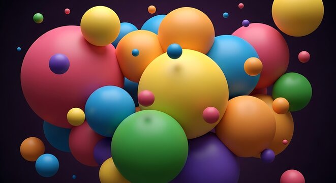 A vibrant and playful arrangement of colorful spheres, creating a whimsical and eyecatching composition that evokes joy, creativity, and a sense of childlike wonder