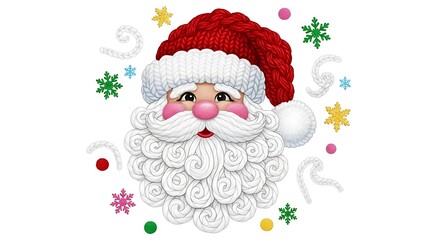 Santa claus face isolated on white background, a festive and cheerful illustration perfect for christmas cards, decorations, and holidaythemed designs, spreading joy and warmth