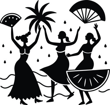 A romantic silhouette illustration of a couple dancing the tango, showing the woman's black dress and fashionable silhouette