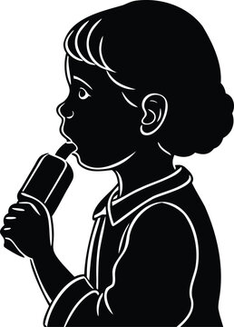 Black silhouette of one person drinking a glass of wine and holding a microphone illustration