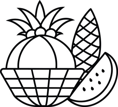 Vector illustration of a pineapple surf design with leaf pattern on a vintage beach board