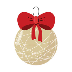 Elegant Christmas Tree Ornament with Red Bow – Holiday Clipart