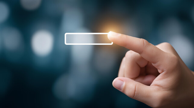 Finger pressing submit button on defocused digital document, faceless submission interface, form visualization detail, blurred screen background, digital concept, submission interf