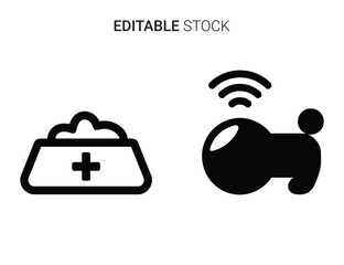 Pet health monitoring and smart animal tracking technology modern app icons set vector