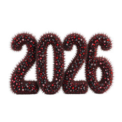 Bold red and black number 2026 design created in a festive modern style for New Year theme