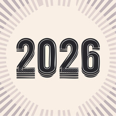 Retro-style vector illustration of the number 2026, featuring bold vintage typography and classic decorative elements for nostalgic graphic design themes