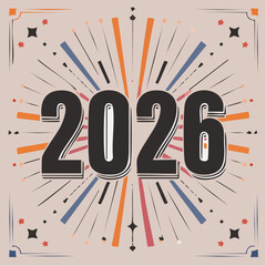 Retro-style vector illustration of the number 2026, featuring bold vintage typography and classic decorative elements for nostalgic graphic design themes