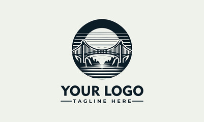 Modern Bridge Cityscape Vector Logo Design Concept for Urban Architecture and Infrastructure Businesses, an Editable Graphic Template for Branding and Identity