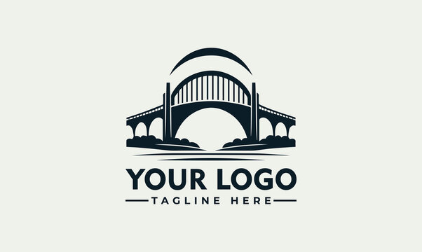 Vector illustration of a majestic arch bridge, an elegant logo concept for architecture, engineering or business branding