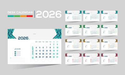 2026 desk vector calendar design