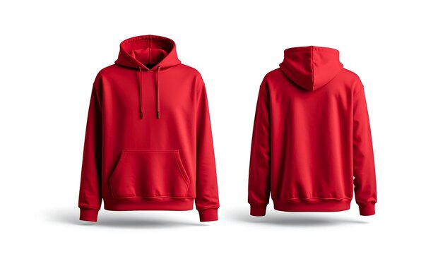 Versatile blank red hoodie apparel mockup, ideal for showcasing new fashion catalog designs and modern clothing collection launches