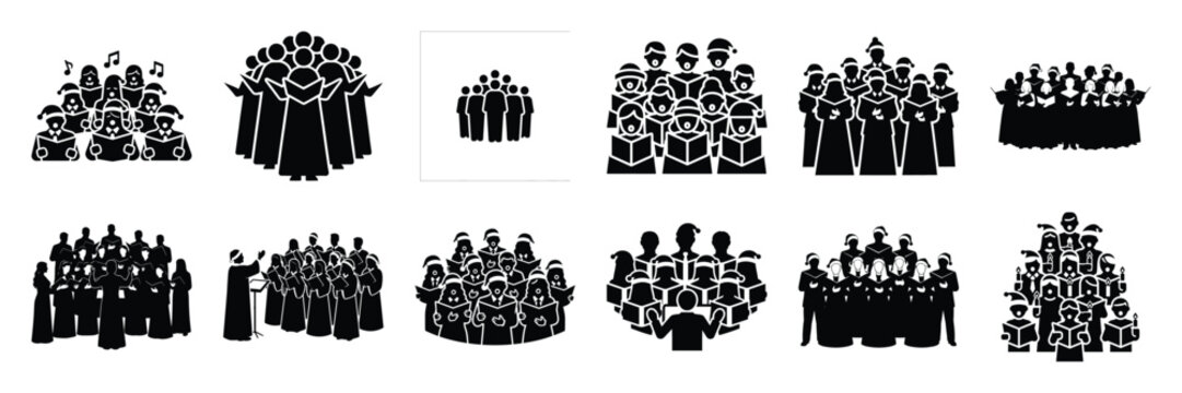christmas choir icon set. silhouette Vector illustration.