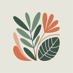 Elegant botanical illustration for invitations and branding, featuring a vibrant floral arrangement with modern appeal and earthy tones, originally vector art