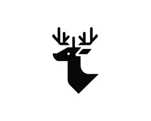 Deer head silhouette in black