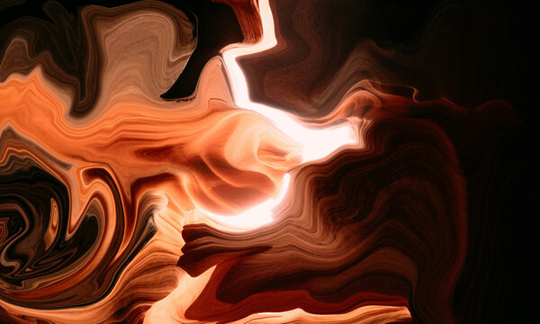 Abstract swirling orange and brown fluid art design - Powered by Adobe