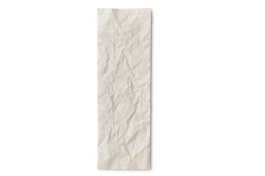 Crumpled blank paper receipt or bill texture background with wrinkles and creases on transparent background