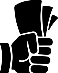 Hand Holding Banknotes Cash Payment Silhouette