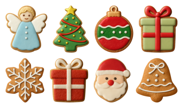 PNG Festive cookies holiday treats, element set on transparent background - Powered by Adobe
