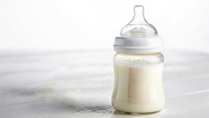 baby bottle with milk isolated on a white background