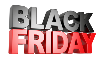 Black Friday Sale Announcement 3D Text, isolated on transparent background, perfect cutout, PNG