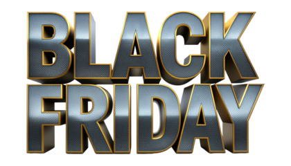 Black Friday Sale Announcement 3D Text, isolated on transparent background, perfect cutout, PNG