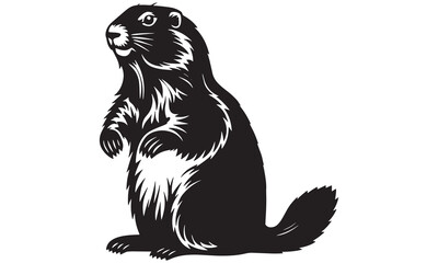 Groundhog Silhouette Vector | Marmot Animal Illustration & Wildlife Art Design