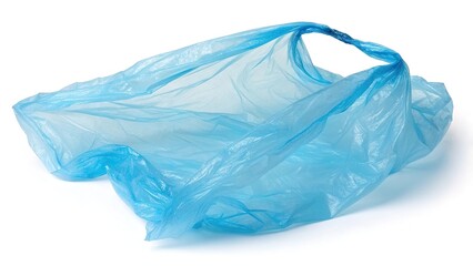 Obraz premium blue empty plastic bag isolated on a white background