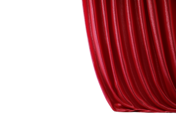 A red curtain with on a transparent background.