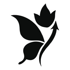 Flower and Leaf Silhouette Icon – Nature Decorative Vector Design