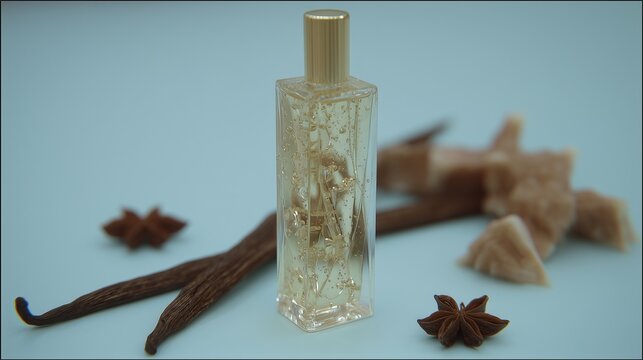 Vanilla fragrance oil vibrant colors soft lighting hyper real