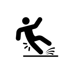 Falling person silhouette pictogram. Caution sign. Isolated on white background. Vector illustration
