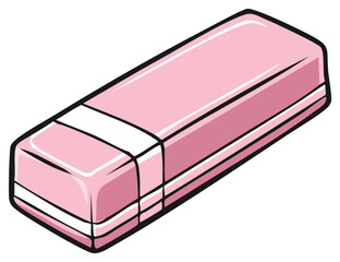 Illustration of a pink rubber eraser with black outlines