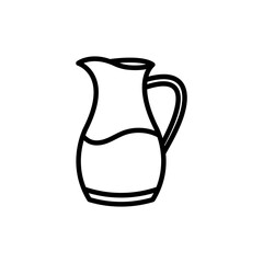 Jug milk symbol vector illustration. Outline jug, linear, liquid, icon design, milk glass, sign line graphic. Coffee equipment, kitchen utensils, outline isolated sign. Cooking sticker concept, eps10.