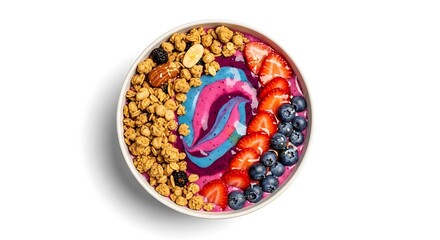 Colorful Smoothie Bowl with Fresh Berries and Granola