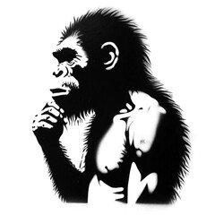 caveman icon in stencil-art style,black and white
